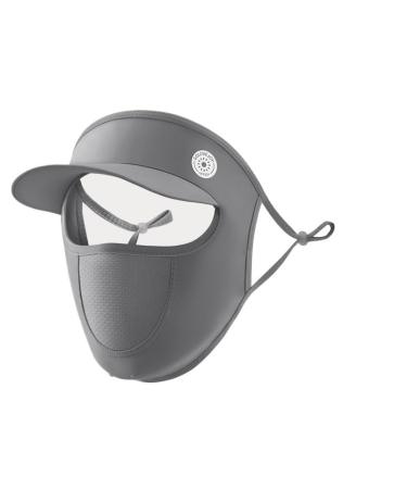 NAERTFD sun protection mask summer lady's full face-sun protection mask breathable ice-skating veil outdoor sports sun protection mask 3D Brim Dark Gray