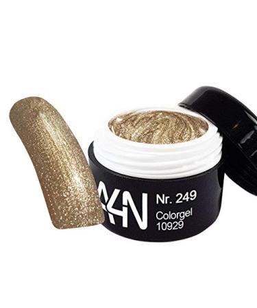 UV-LED Colorgel Sweety Silver 5ml No. 249 Gold-Silber-Gel with a lot of glitter well opaque.Suitable for painting French or full cover.