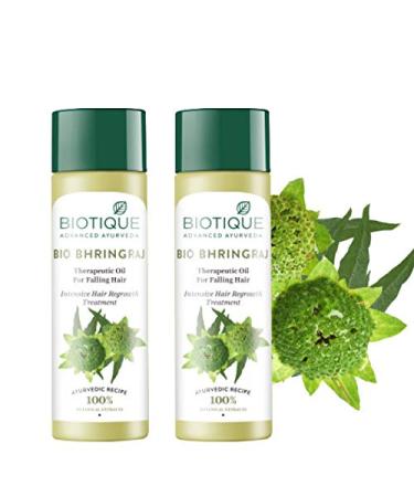 Biotique Bio Bhringraj Therapeutic Oil for Falling Hair - 120ml (Pack of 2) | International Shipping from India - Buy Online on GoSupps.com
