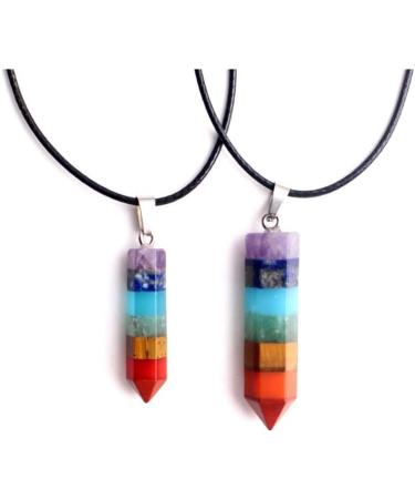 Room Decoration 1PC Reiki Charm Pyramid 7 Natural Gemstone Rainbow Layered Dowsing Point Wand Pendant Pendulum with Leather Chain Beautiful Natural Crystal Stone (Color : Hexagonal Pyramid a) - Buy Online on GoSupps.com