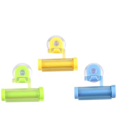 Booluee 3 Pcs Plastic Rolling Toothpaste Dispenser Toothpaste Squeezer Toothpaste Tube Squeezer Sucker Holder Hanger Random Color