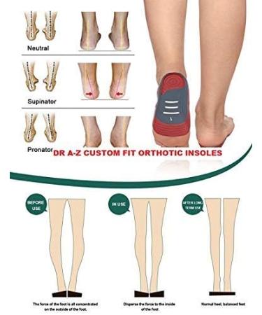 Dr A-Z Memory Foam Orthotic Shoe Inserts - Arch Support & Height Increase for Women and Men - Relieve Feet Fatigue - S/M/L (1 Pair) - Buy Online on GoSupps.com
