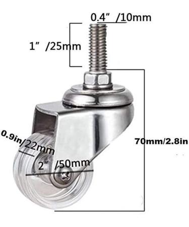 Threaded Shaft Swivel Castors Ball Castors Castor Wheels Moving Set of 4 castors Heavy Duty castors Metal Furniture Wheels Transparent PC Material 304 Stainless Steel Bracket with Threaded pin M - Buy Online on GoSupps.com