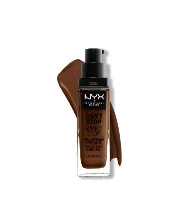 NYX Professional Makeup Can't Stop Won't Stop Full Coverage Foundation Long Lasting Waterproof Vegan Formula Matte Finish Shade: Deep walnut 22.7 Deep Walnut