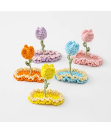Crochet Knitted Hair Clips for Girls Children's Day Birthday Christmas Gifts Hair Accessories Clips Strong Hold Jaw Clamp for Thick Thin Hair Makeup Application (Tulips) - Buy Online on GoSupps.com