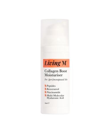 Living M Collagen Boost Moisturiser Daily Cream for Menopausal & Midlife Skin Peptides Niacinamide Resveratrol Hyaluronic Acid Vegan and Cruelty Free Fragrance Free - Made In UK - 50ml.