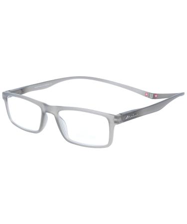 MONTANA ready-made reading glasses/aid made of plastic with magnetic temple ends in various colours Grey + 1.50