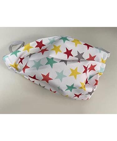 Washable Reusable Fabric Mask for Kids 3-12 Years - 2 Layers White Stars Design - Buy Online on GoSupps.com