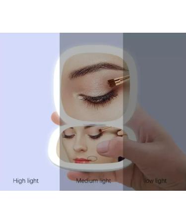 Larimar Compact Mirror with 1X/10X Magnification, Dimmable Brightness, USB Rechargeable - Baby Pink - Buy Online on GoSupps.com