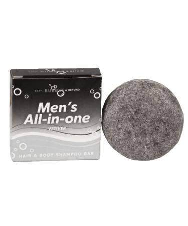 Bath Bubble & Beyond Men's All-In-One Hair & Body Shampoo Bar Gift Boxed 50g (Black - Vetiver)