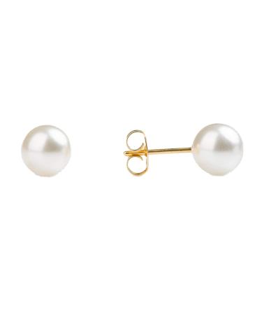 STUDEX Sensitive White Pearl Stud Earrings 7mm | Hypoallergenic and Nickel Safe for Sensitive Ears | Gold Plated Posts | High Fashion Earrings for Women and Men-PR-677-S