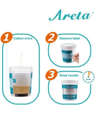 Areta 14 Panel Drug Test Cup Kit with BUP and Temperature Strip - Testing 14 Drugs - 5 Pack - Buy Online on GoSupps.com