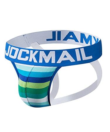 Mens Briefs Jock Strap Athletic Supporter Rainbow Cotton Men Sport Underwear Jockstrap for Gym Sport XX-Large Blue