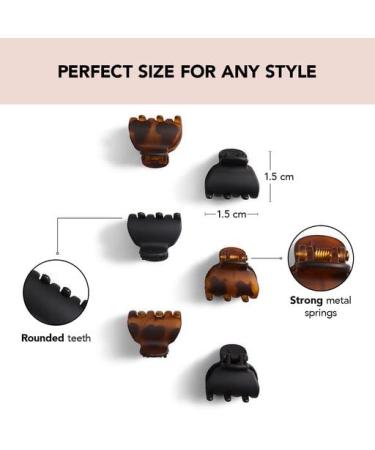 Kitsch Small Hair Clips for Women - Recycled Plastic Claw Clips & Mini Clips for Thin Hair - 6 Pcs Tortoise & Black Set - Buy Online on GoSupps.com