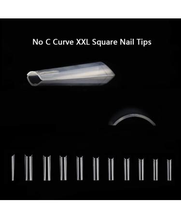 Clear Acrylic Nail Tips - XXL Square 500pcs Half Cover False Nails for Nail Salons & DIY Nail Art - 10 Sizes with Storage Box - Buy Online on GoSupps.com