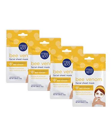 MISS SPA Bee Venom Facial Sheet Mask Set Anti-Aging & Anti-Wrinkle Skin Care for Women Face Sheet Masks Skin Care Hydrating Moisturizing and Nourishing Face Masks Dermatologist Tested 4-Pack