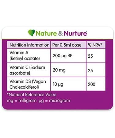 Nature & Nurture Baby & Child Vitamins - Gentle Liquid Vegan Drops for Babies, Toddlers & Children - Made in UK - 60 Doses - Buy Online on GoSupps.com