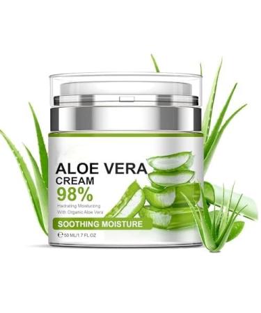 Aloe Vera Cream Pure Aloe Hydrating Facial Cream Lotion Organic Aloe Vera with Vitamin E and Glycerin Anti Wrinkle Face Calming Moisturize for Soothing Skincare Hypoallergenic Formula