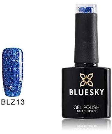 Bluesky Blue Glitter Sparkle BLZ13 Diamond Storm Nail Gel Polish UV LED Soak Off 10ml - Buy Online on GoSupps.com