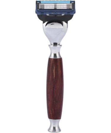 Shop Kjyr Portable Men's Stainless Steel Shaving Brush Set - Fashionable Hair Removal with Wooden Handle & Holder | Robust 15x9cm Silver - Buy Online on GoSupps.com