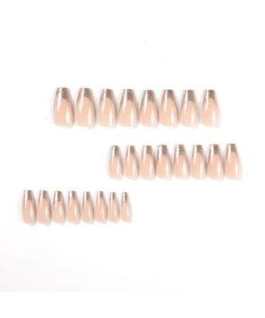 diduikalor Gold French Tip Press on Nails - Medium Length Acrylic Fake Nails - 24 pcs - Buy Online on GoSupps.com