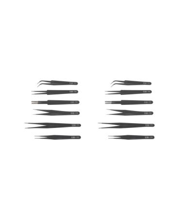 2 Set 6 Pieces Precision Tweezers Set Nail Decor Tweezers Precision Tweezers Set Blunt 2 Set (Blunt)