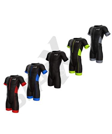 Sparx Men Elite Aero Short Sleeve Triathlon Suit Skinsuit Team Tri Suit Swim Bike Run Blue X-Large