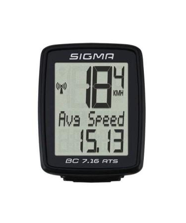 Sigma BC 7.16 ATS Wireless Bicycle Computer | Speed, Distance, Ride Time, Clock | Compact, Easy to Read Display, Auto Start/Stop, IPX8 Water Resistant, Tool Free Mounting, USFB Compatible