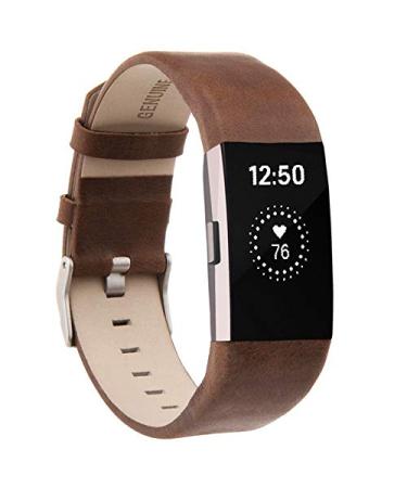 Compatible for Fitbit Charge 2 Bands, VOMA Genuine Leather Replacement Wristband Strap for Fitbit Charge 2 HR Women Men Chocolate Brown