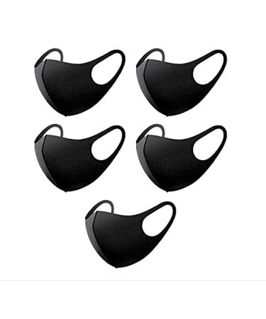 PharmCanada 5 Pcs Black Face Mask Comfy Washable Reusable 3D Breathable Fits Snugly Soft & Stretchy Easy on The Ears Anti-Pollution Anti-dust Quick Drying Fashionable Protective Unisex Adult