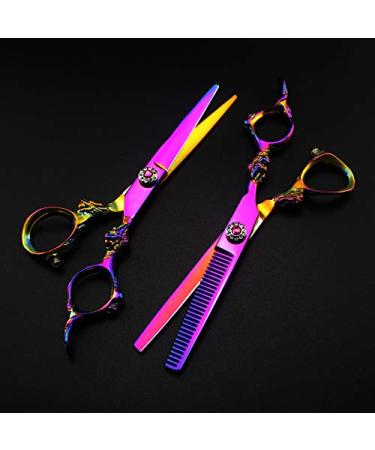 Hair Cutting Scissors 6 Inch JP 440C Steel Rainbow Dragon Hair Scissors Haircut Thinning Barber Hair Cutting Shears Hairdresser Scissors Set
