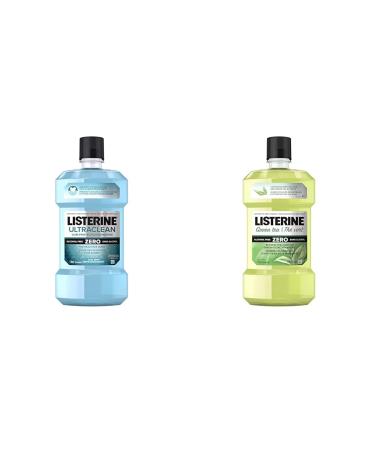 Listerine Ultraclean Mouthwash alcohol free gum protection for healthier gums cool mint 1L & Alcohol Less Intense Mouthwash 1 l (Pack of 1) Gum Protection + Mouthwash 1 l