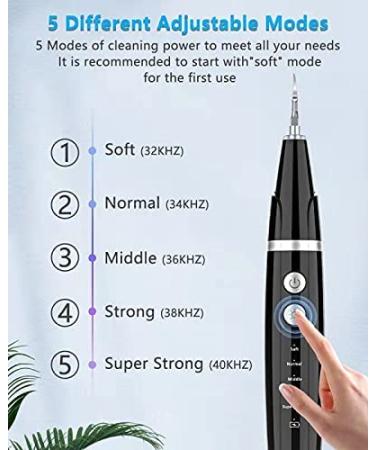 Ultrasonic Tooth Cleaner - Plaque Remover with LED, 5 Modes - Safe Dental Tool for Teeth Stain & Tartar Removal - Buy Online on GoSupps.com