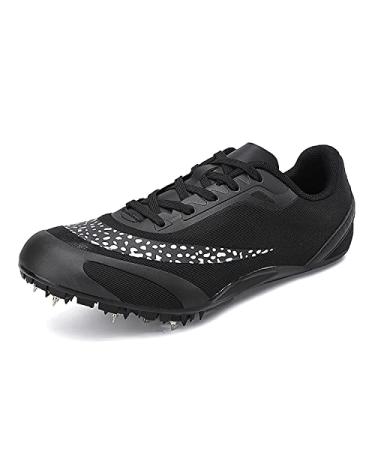 LAZALAM Track and Field Shoes Men Women Kids Spikes Sneakers Track Race Jumping Sneakers Girls Professional Running Nail Spikes Shoes Boys 8.5 Tj017black