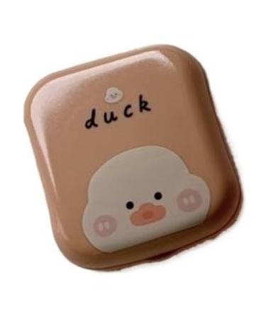 KCHYCV Cute pink bear rabbit duck portable contact lens case travel case ladies contact lens case (Color : Brown Duck)