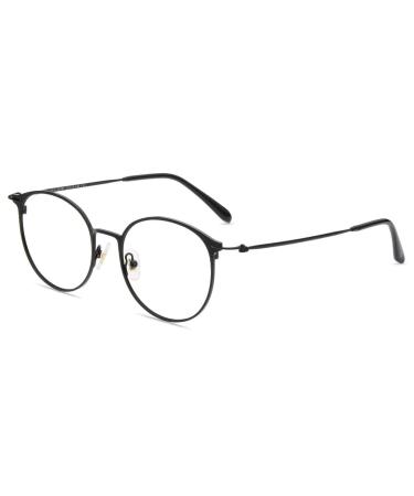 Firmoo Blue Light Blocking Reading Glasses for Women Round Computer Reader Glasses Reduce Eye Strain Fatigue Black 0.0 x