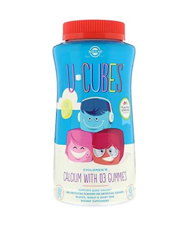 Solgar U-Cubes Children's Calcium With D3 Pink Lemonade Blueberry Strawberry Flavors 120 Gummies