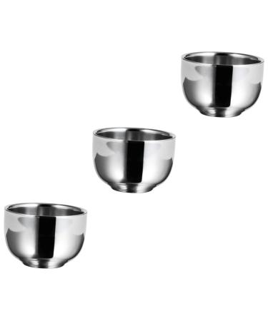 Minkissy 3 StK impact bowl Razor cup soap shell shave shell for shaving brush shaving shell from stainless steel shaving razor foam cup stainless steel container Rostfree steel brush hair 7.3x5cmx3pcs silverx3stk