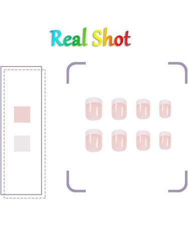 24pcs Short French Tip Press-on Nails | Square/Milky White False Nails with Glue | French & White Fake Nails for Women's Nail Art - Buy Online on GoSupps.com