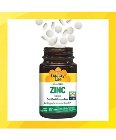 Country Life Chelated Zinc 50 mg - 100 Tablets | Immune Support & Health Benefits - Buy Online on GoSupps.com