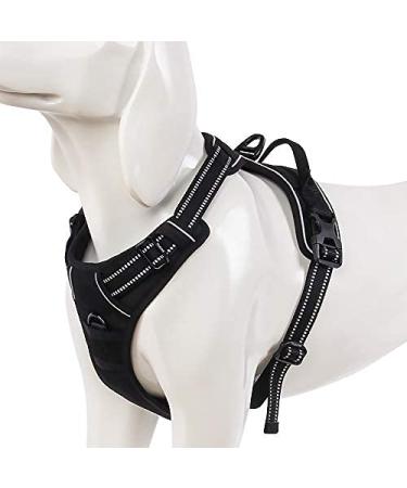 Winhyepet Truelove Dog harness no-sweater Reflecting adjustable pet dishes with 2 linen clips simple control handle for small medium-sized and large dogs TLH5651 S black