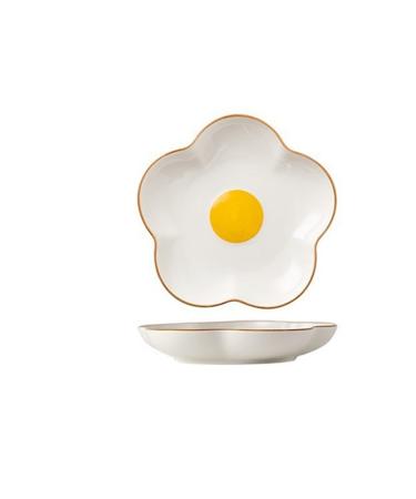 FURLOU cp Disposable Plates Irregular Ceramic Bowl Gold Plated Egg Plate Lovely Tableware Cooking Dish Salad Dinner Plate Kitchen Ware Porcelain Plates 21CM White
