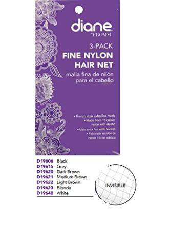 Diane Fine Nylon Hair Nets - Light Brown (3 Pack)