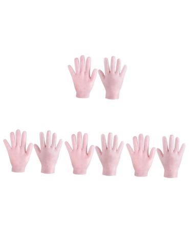minkissy 4 Pairs Nourishing Care Gloves Moisturizing Gloves Hydrating Gloves Pedicure Foot Spa Moisturizing Spa Gloves Lotion Gloves Gel Spa Gloves Dry Hand Heel Hand Gloves Pink Miss Sebs