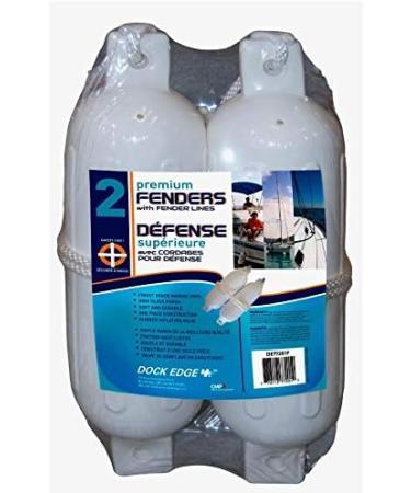 Dock Edge Twin Eye Dolphin Boat Fender Ribbed 5.5x20 White 2-Pack - Protective Bumper for Boats - Buy Online on GoSupps.com
