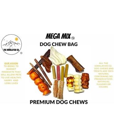MEGA Mix Dog CHEW Bag - *(Small/Medium Dog)* - All Natural Dog Chews and Treats - Bully Stick - Himalayan Yak Chews - Beef Cheek Rolls - Beef Ears & More - for Dogs - Buy Online on GoSupps.com