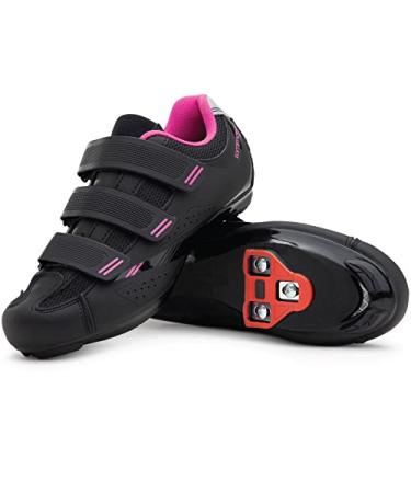 Tommaso Pista All Purpose Ready to Ride Indoor Cycling Shoes Women Bundle - Comfortable, Breathable Spin Shoes Women Indoor Cycling Cleats - Look Delta & SPD Compatible 8 Black/Pink-delta