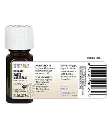 Aura Cacia Organic Sweet Marjoram Essential Oil 0.25 fl oz - Pure & Natural Aroma - Buy Online on GoSupps.com