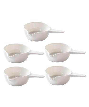 Zerodeko 5 Pcs Jam Dish Relish Plate Food Container Sauce Dish Flavor Seasoning Plate Soy Sauce Holder Gravy Pourer Dipping Bowls with Handles Dessert Bowls Cerace Sauce Bowl Ceramics White