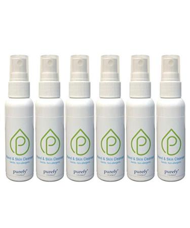 PUREFY Hand and Skin Cleanser (50ml 6pk) - Hypoallergenic Antimicrobial Hypochlorous Technology Great for Sensitive Skin Promotes Natural Defense Against Eczema Dermatitis Acne.